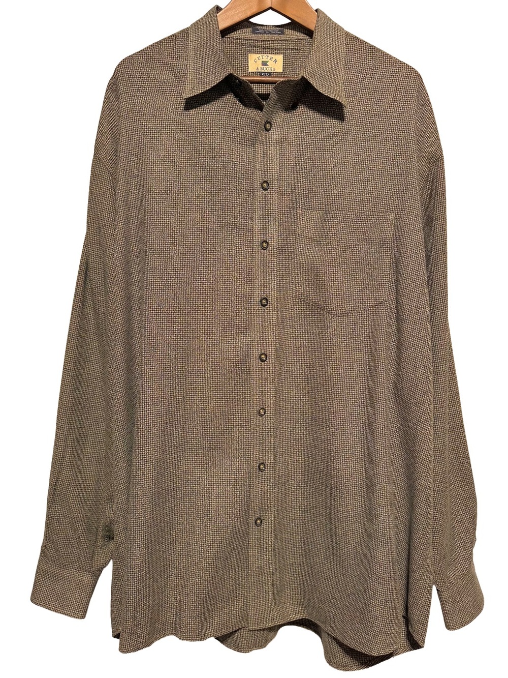 CUTTER & BUCK Houndstooth Button Down Shirt Mens XLT Tall Cotton Grandpacore